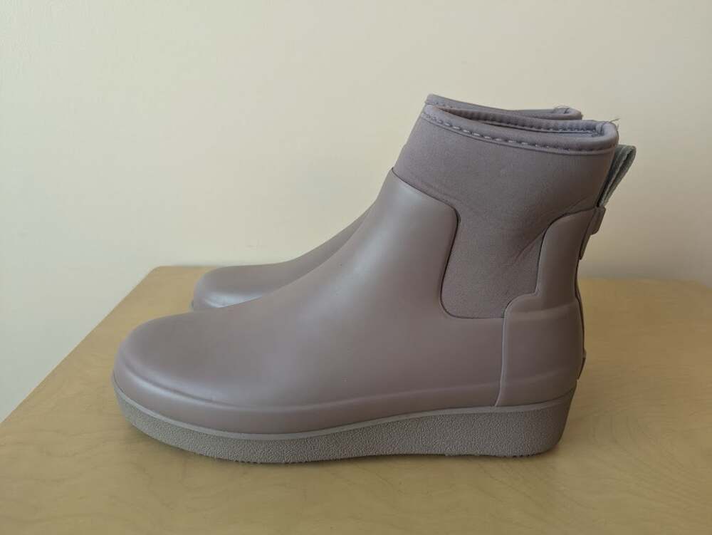 HUNTER Refined Creeper Neo Chelsea Boots Welli Pink Rubber Ankle Boots Womens 10